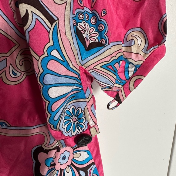 Banana Republic Paisley Pink Silk Blouse Top Shirt - Picture 3 of 5